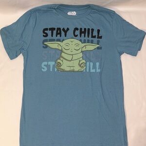 Star Wars Men’s Size Medium Blue Short Sleeve T-shirt Yoda Stay Chill Graphic